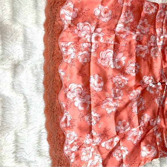 Free People Intimates Size Medium  Peach  Floral Satin  & Lace  Top Romance - Picture 7 of 12